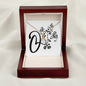 Botanical Monogram O - 18K Yellow Gold Finish Alluring Beauty Necklace With Mahogany Style Luxury Box
