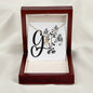 Botanical Monogram G - 18K Yellow Gold Finish Alluring Beauty Necklace With Mahogany Style Luxury Box
