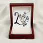 Botanical Monogram L - 18K Yellow Gold Finish Alluring Beauty Necklace With Mahogany Style Luxury Box