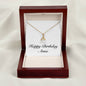 Happy Birthday Anna - 18K Yellow Gold Finish Alluring Beauty Necklace With Mahogany Style Luxury Box
