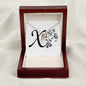 Botanical Monogram X - 18K Yellow Gold Finish Alluring Beauty Necklace With Mahogany Style Luxury Box