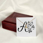 Botanical Monogram A - 18K Yellow Gold Finish Alluring Beauty Necklace With Mahogany Style Luxury Box