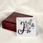 Botanical Monogram I - 18K Yellow Gold Finish Alluring Beauty Necklace With Mahogany Style Luxury Box