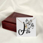 Botanical Monogram J - 18K Yellow Gold Finish Alluring Beauty Necklace With Mahogany Style Luxury Box