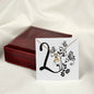 Botanical Monogram L - 18K Yellow Gold Finish Alluring Beauty Necklace With Mahogany Style Luxury Box