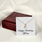 Happy Birthday Tiffany - 18K Yellow Gold Finish Alluring Beauty Necklace With Mahogany Style Luxury Box