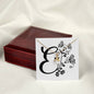 Botanical Monogram E - 18K Yellow Gold Finish Alluring Beauty Necklace With Mahogany Style Luxury Box