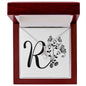 Botanical Monogram R - Alluring Beauty Necklace With Mahogany Style Luxury Box