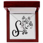 Botanical Monogram S - Alluring Beauty Necklace With Mahogany Style Luxury Box