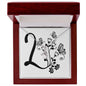 Botanical Monogram L - Alluring Beauty Necklace With Mahogany Style Luxury Box