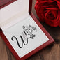 Botanical Monogram W - Alluring Beauty Necklace With Mahogany Style Luxury Box