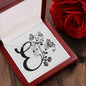 Botanical Monogram E - Alluring Beauty Necklace With Mahogany Style Luxury Box