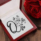Botanical Monogram Q - Alluring Beauty Necklace With Mahogany Style Luxury Box