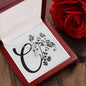Botanical Monogram C - Alluring Beauty Necklace With Mahogany Style Luxury Box