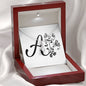 Botanical Monogram A - Alluring Beauty Necklace With Mahogany Style Luxury Box