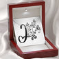 Botanical Monogram I - Alluring Beauty Necklace With Mahogany Style Luxury Box