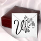 Botanical Monogram V - Alluring Beauty Necklace With Mahogany Style Luxury Box