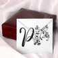 Botanical Monogram P - Alluring Beauty Necklace With Mahogany Style Luxury Box