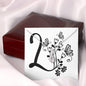 Botanical Monogram L - Alluring Beauty Necklace With Mahogany Style Luxury Box