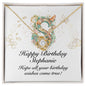 Happy Birthday Stephanie v01 - 18K Yellow Gold Finish Love Knot Necklace