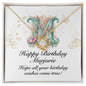 Happy Birthday Marjorie v01 - 18K Yellow Gold Finish Love Knot Necklace