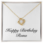 Happy Birthday Rona - 18K Yellow Gold Finish Love Knot Necklace
