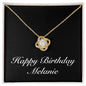 Happy Birthday Melanie v2 - 18K Yellow Gold Finish Love Knot Necklace