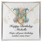 Happy Birthday Michelle v01 - 18K Yellow Gold Finish Love Knot Necklace