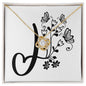 Botanical Monogram J - 18K Yellow Gold Finish Love Knot Necklace