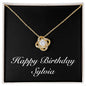 Happy Birthday Sylvia v2 - 18K Yellow Gold Finish Love Knot Necklace