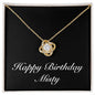 Happy Birthday Misty v2 - 18K Yellow Gold Finish Love Knot Necklace