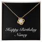 Happy Birthday Nancy v2 - 18K Yellow Gold Finish Love Knot Necklace