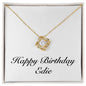 Happy Birthday Edie - 18K Yellow Gold Finish Love Knot Necklace