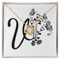Botanical Monogram V - 18K Yellow Gold Finish Love Knot Necklace