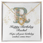 Happy Birthday Rachel v01 - 18K Yellow Gold Finish Love Knot Necklace