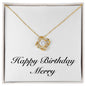 Happy Birthday Merry - 18K Yellow Gold Finish Love Knot Necklace