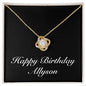 Happy Birthday Allyson v2 - 18K Yellow Gold Finish Love Knot Necklace