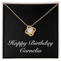Happy Birthday Cornelia v2 - 18K Yellow Gold Finish Love Knot Necklace