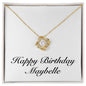 Happy Birthday Maybelle - 18K Yellow Gold Finish Love Knot Necklace