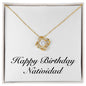 Happy Birthday Natividad - 18K Yellow Gold Finish Love Knot Necklace