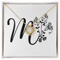 Botanical Monogram M - 18K Yellow Gold Finish Love Knot Necklace