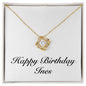 Happy Birthday Ines - 18K Yellow Gold Finish Love Knot Necklace