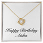 Happy Birthday Aisha - 18K Yellow Gold Finish Love Knot Necklace