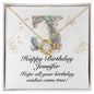 Happy Birthday Jennifer v01 - 18K Yellow Gold Finish Love Knot Necklace