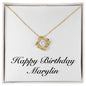 Happy Birthday Marylin - 18K Yellow Gold Finish Love Knot Necklace