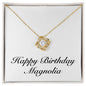 Happy Birthday Magnolia - 18K Yellow Gold Finish Love Knot Necklace