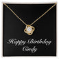 Happy Birthday Cindy v2 - 18K Yellow Gold Finish Love Knot Necklace