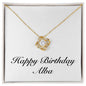 Happy Birthday Alba - 18K Yellow Gold Finish Love Knot Necklace