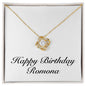 Happy Birthday Romona - 18K Yellow Gold Finish Love Knot Necklace