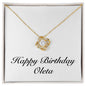 Happy Birthday Oleta - 18K Yellow Gold Finish Love Knot Necklace